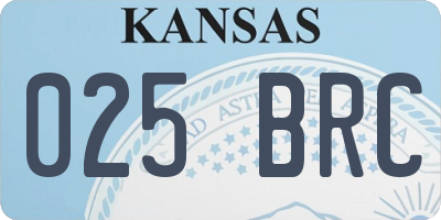 KS license plate 025BRC