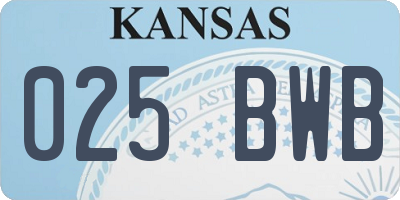KS license plate 025BWB