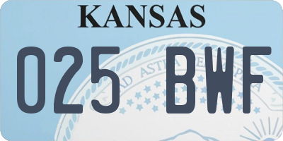KS license plate 025BWF