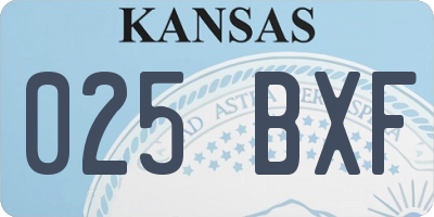 KS license plate 025BXF