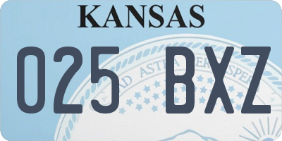 KS license plate 025BXZ