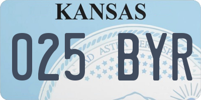KS license plate 025BYR