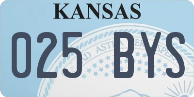 KS license plate 025BYS