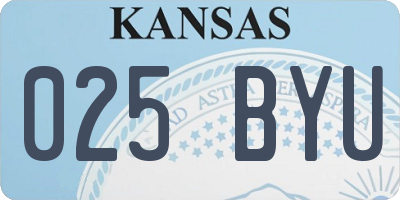 KS license plate 025BYU