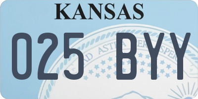 KS license plate 025BYY