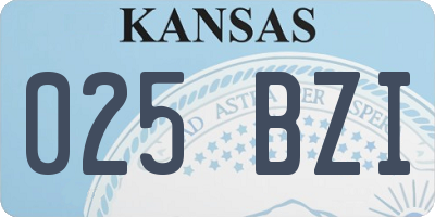 KS license plate 025BZI