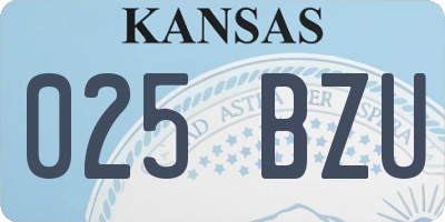 KS license plate 025BZU