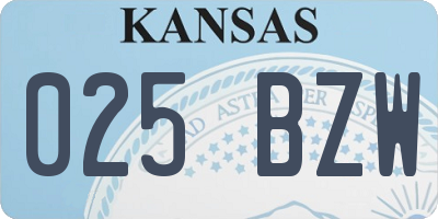 KS license plate 025BZW