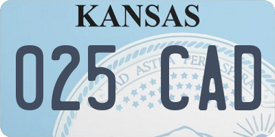 KS license plate 025CAD