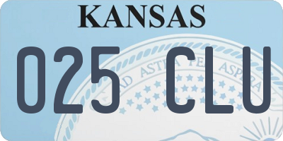 KS license plate 025CLU