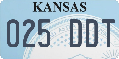 KS license plate 025DDT