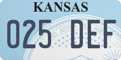 KS license plate 025DEF