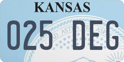 KS license plate 025DEG