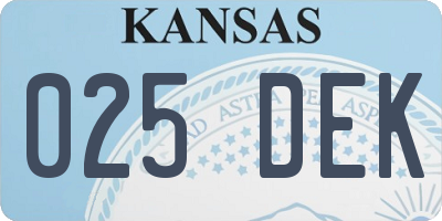 KS license plate 025DEK