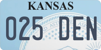 KS license plate 025DEN