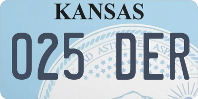 KS license plate 025DER
