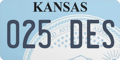 KS license plate 025DES
