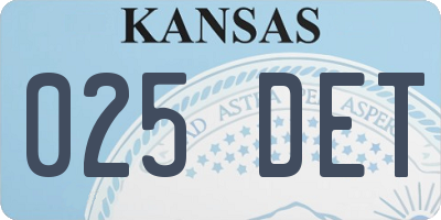 KS license plate 025DET