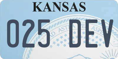 KS license plate 025DEV