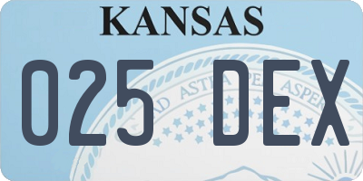 KS license plate 025DEX