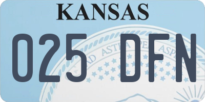 KS license plate 025DFN
