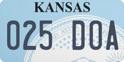 KS license plate 025DOA