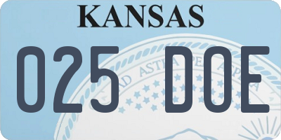 KS license plate 025DOE