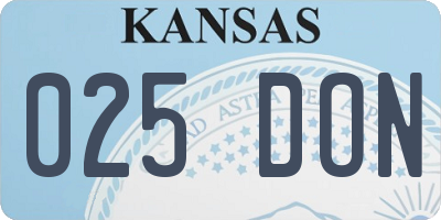 KS license plate 025DON