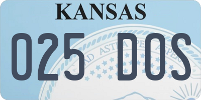 KS license plate 025DOS