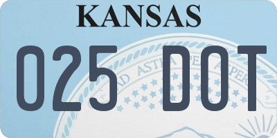 KS license plate 025DOT