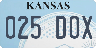 KS license plate 025DOX