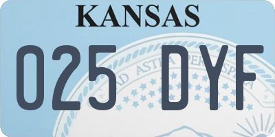 KS license plate 025DYF