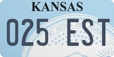 KS license plate 025EST