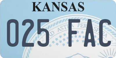 KS license plate 025FAC