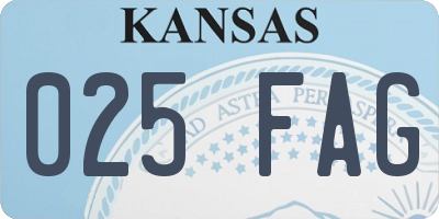 KS license plate 025FAG