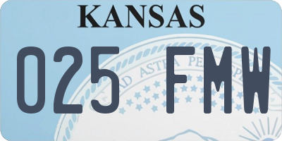 KS license plate 025FMW