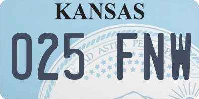 KS license plate 025FNW
