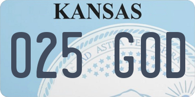 KS license plate 025GOD