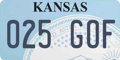 KS license plate 025GOF