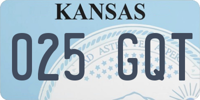 KS license plate 025GQT