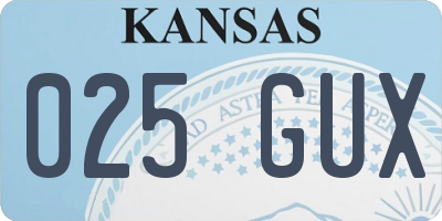 KS license plate 025GUX