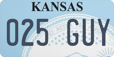 KS license plate 025GUY
