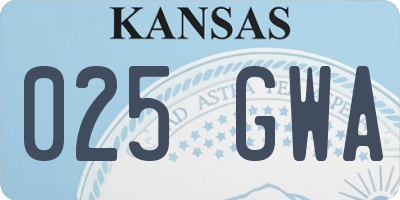 KS license plate 025GWA