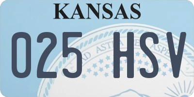 KS license plate 025HSV