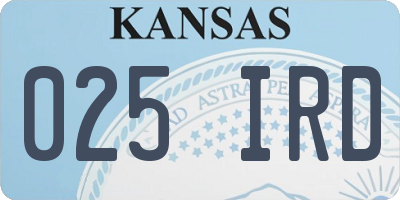 KS license plate 025IRD