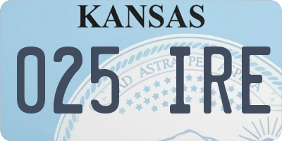KS license plate 025IRE