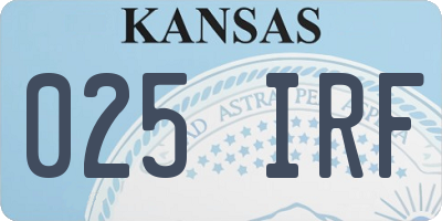 KS license plate 025IRF