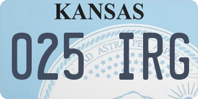 KS license plate 025IRG