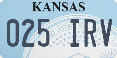KS license plate 025IRV