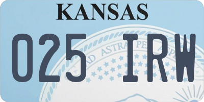 KS license plate 025IRW